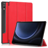 Samsung Galaxy Tab S9 FE+ (Plus) Tri-Fold Leather Case w. Stand - Red