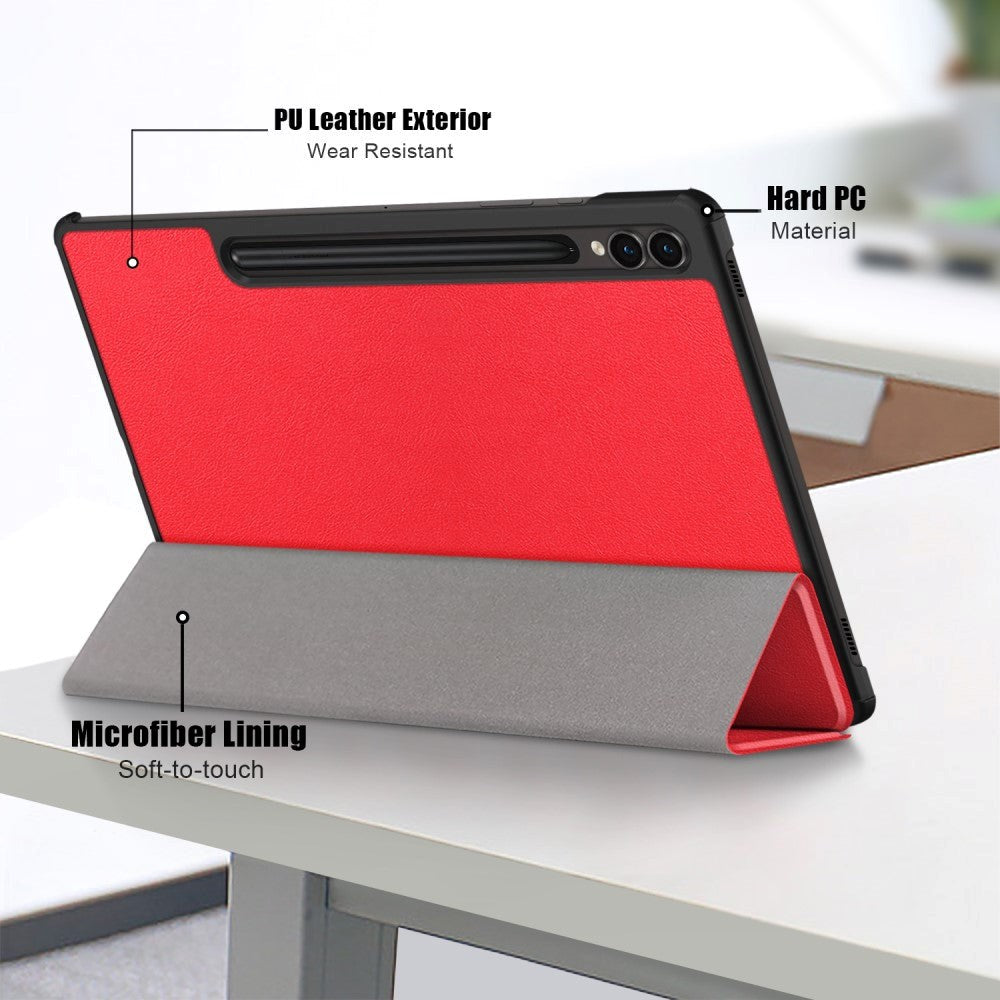 Samsung Galaxy Tab S9 FE+ (Plus) Tri-Fold Leather Case w. Stand - Red