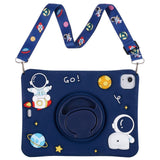 iPad Air (2022 / 2020) Children's Case - Astronaut Case w. Stand & Shoulder Strap - Dark Blue