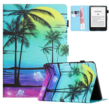 Amazon Kindle 11th Generation (2022) Faux Leather Case w. Kickstand & Card Holder - Palm Trees