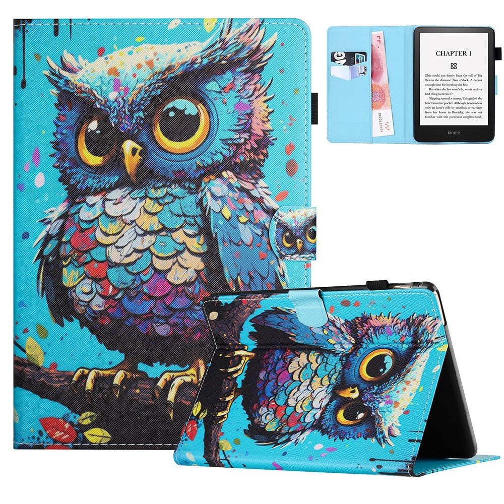 Amazon Kindle 11th Generation (2022) Faux Leather Case w. Kickstand & Card Holder - Owl