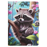 iPad 10.9" (2022) Faux Leather Case w. Kickstand & Card Holder - Raccoon