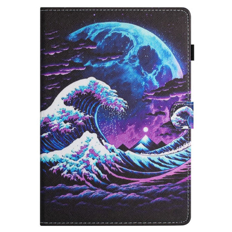 iPad 10.9" (2022) Faux Leather Case w. Kickstand & Card Holder - Waves