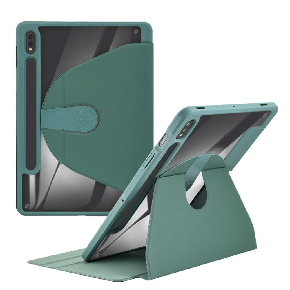 Samsung Galaxy Tab S9+ (Plus) / S9 FE+ (Plus) Hybrid Flip Case m. Pen Holder - Green / Transparent