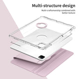 iPad Pro 12.9" (2022 / 2021 / 2020 / 2018) 2 i 1 Hybrid Flip Case with Pen Holder and Camera Lens Protector - Pink / Transparent