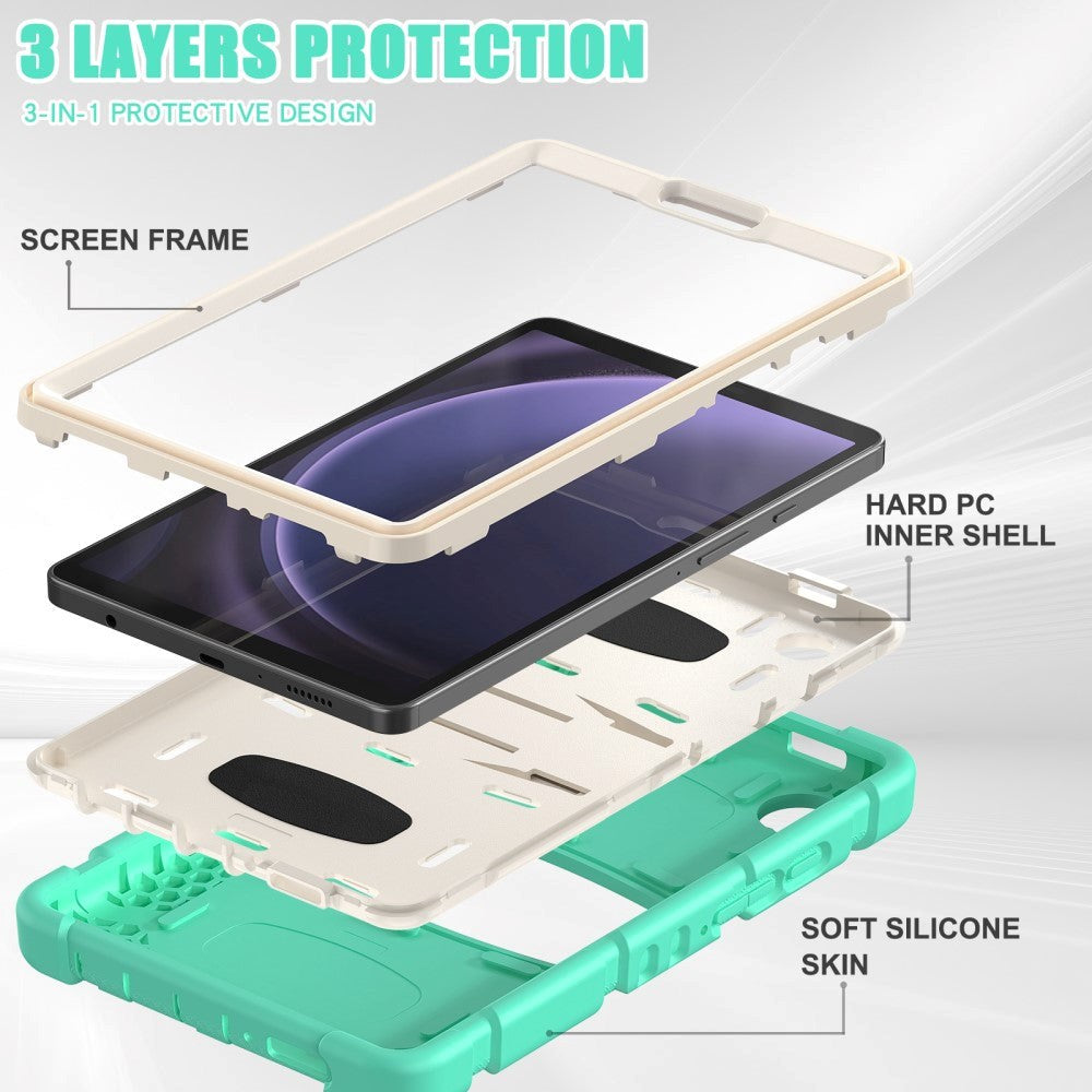 Samsung Galaxy Tab A9 Tough Case w. Kickstand - Mintgreen / White