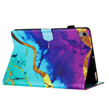 iPad 10.9" (2022) Leather Case w. Kickstand & Card Holder - Purple / Blue Marble