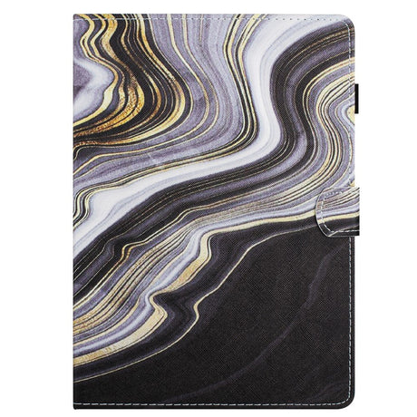 iPad 10.9" (2022) Leather Case w. Kickstand & Card Holder - Black / Gold Marble