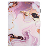 iPad 10.9" (2022) Leather Case w. Kickstand & Card Holder - Gold / Pink Marble