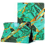 iPad Air (2022 / 2020) / Pro 11 (2022 / 2021 / 2020 / 2018) Leather Case w. Kickstand & Card Holder - Green / Gold Marble