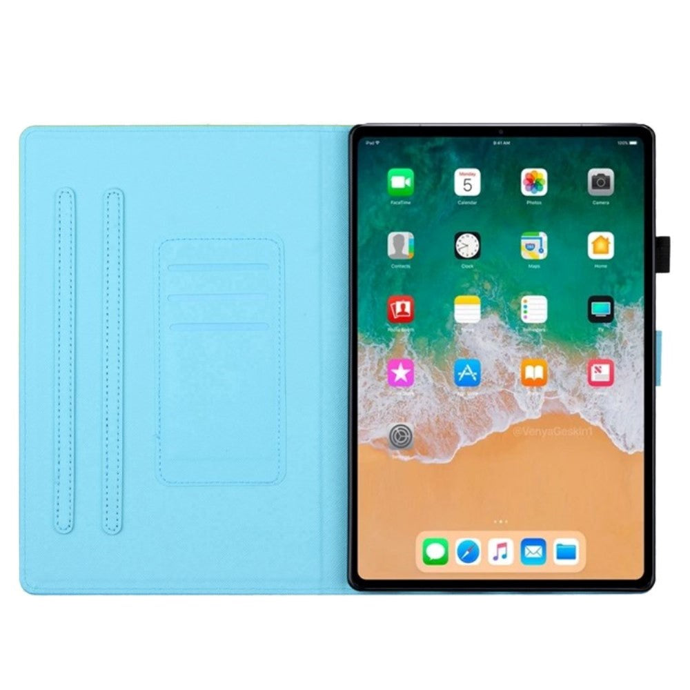 iPad 10.2" (2021 / 2020 / 2019) Leather Case w. Kickstand & Card Holder - Blue / Gold Marble