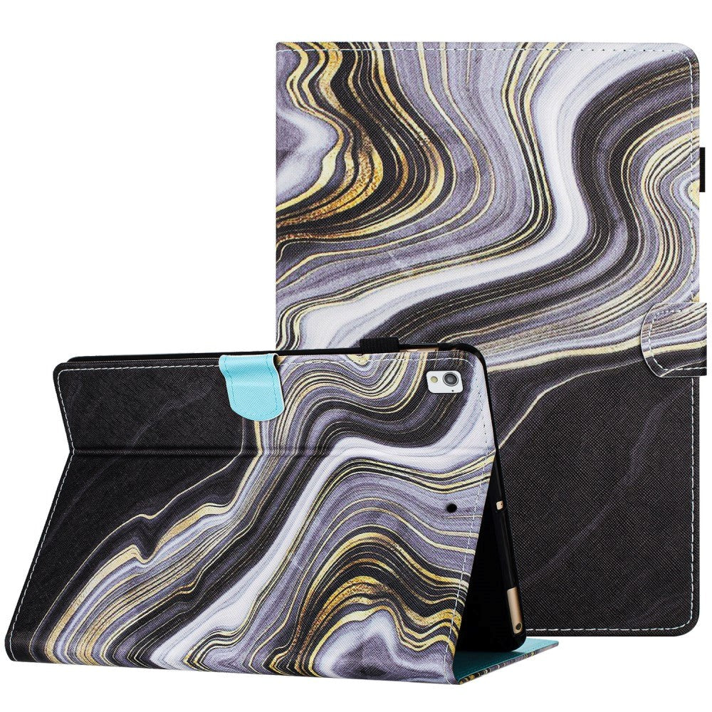 iPad 10.2" (2021 / 2020 / 2019) Leather Case w. Kickstand & Card Holder - Black / Gold Marble