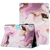 iPad 10.2" (2021 / 2020 / 2019) Leather Case w. Kickstand & Card Holder - Pink / Gold Marble