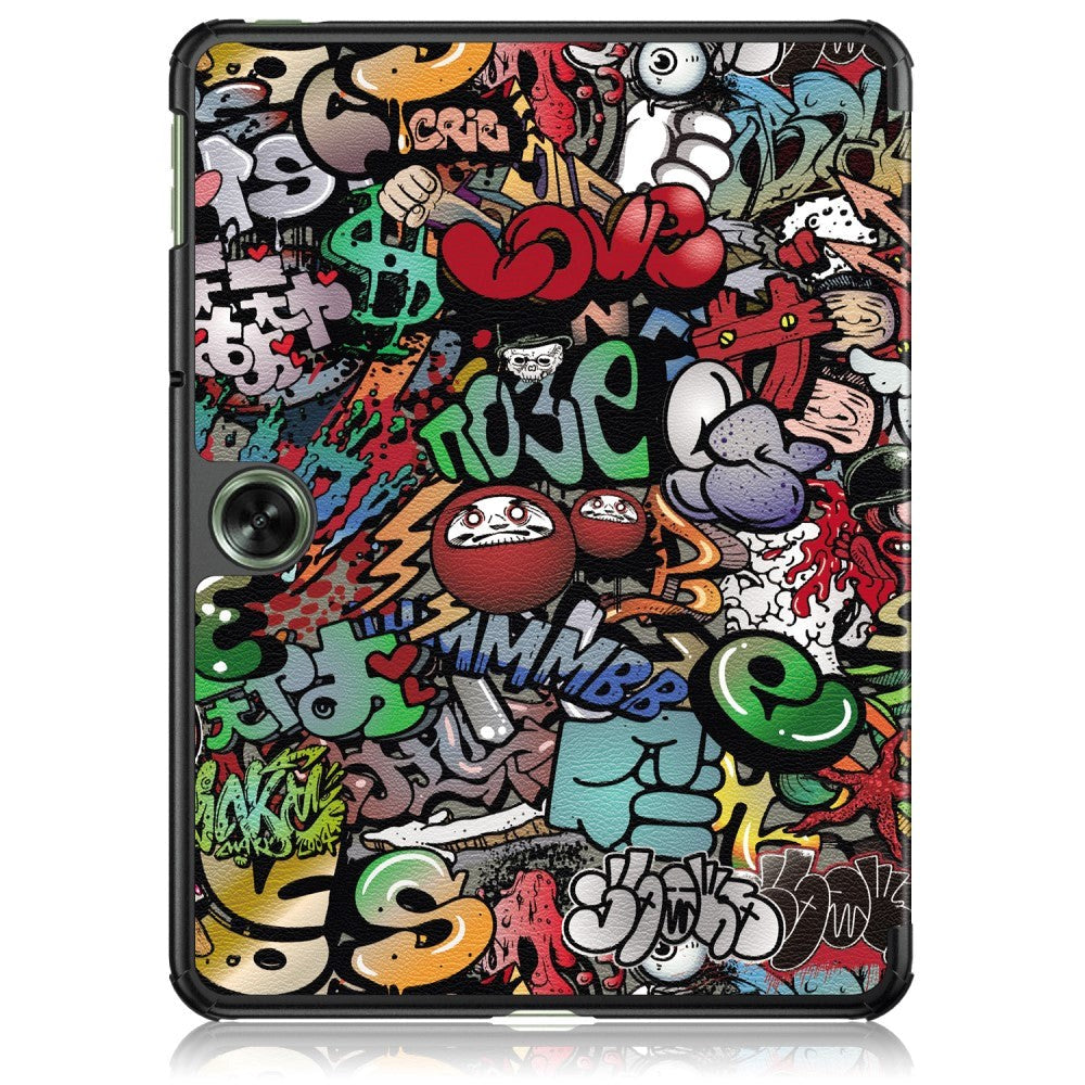 OnePlus Pad Go PU Leather Flip Case W. Kickstand & Wake-up Function - Graffiti