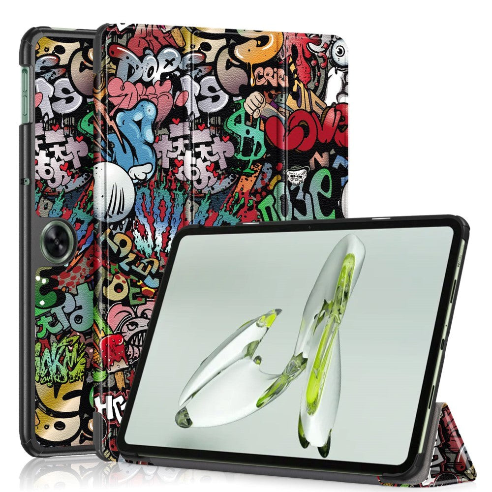 OnePlus Pad Go PU Leather Flip Case W. Kickstand & Wake-up Function - Graffiti