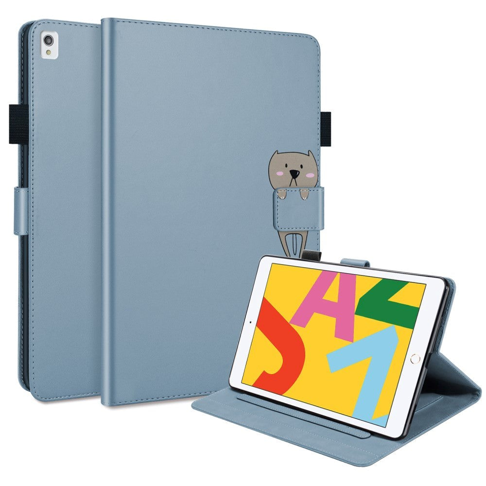 iPad 10.2" (2020) Leather Flip Case w. Animal Motif - Blue