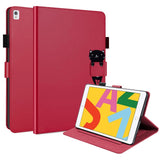 iPad 10.2" (2020) Leather Flip Case w. Animal Motif - Red