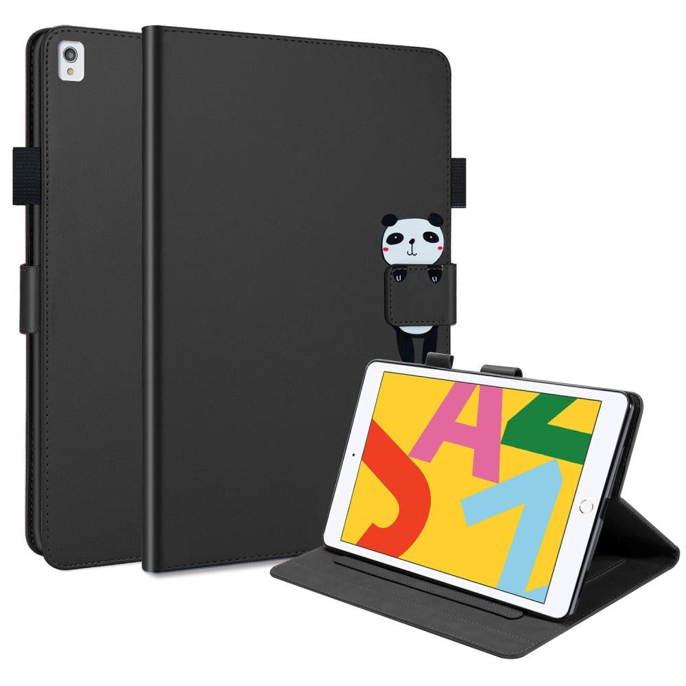 iPad 10.2" (2020) Leather Flip Case w. Animal Motif - Black