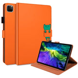 iPad Pro 11" (2022 / 2021 / 2020) Leather Flip Case w. Animal Motif - Orange