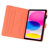 iPad 10.9" ( 2022) Leather Flip Case w. Animal Motif - Orange