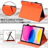 iPad 10.9" ( 2022) Leather Flip Case w. Animal Motif - Orange