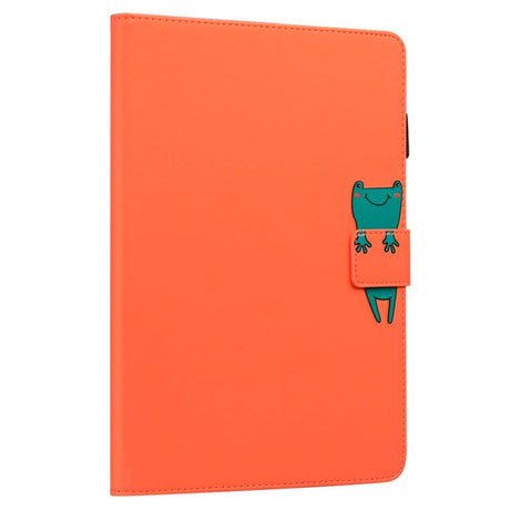 iPad 10.9" ( 2022) Leather Flip Case w. Animal Motif - Orange