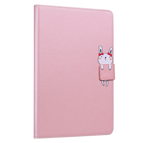 iPad 10.9" ( 2022) Leather Flip Case w. Animal Motif - Pink