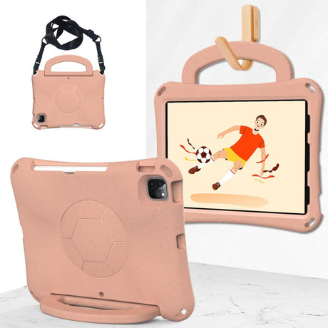 EIDERWOOD iPad Air 10.9" (2022 / 2020) / Pro 11" (2024-2018) Kids Case - Football - Kickstand & Handle - Coral