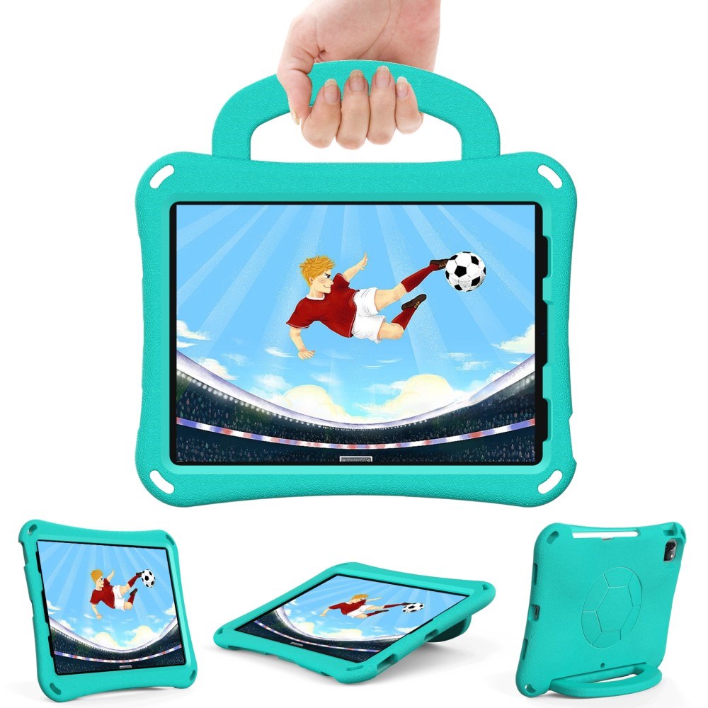 EIDERWOOD iPad Air 10.9" (2022 / 2020) / Pro 11" (2024-2018) Kids Case - Football - Kickstand & Handle - Mint Green