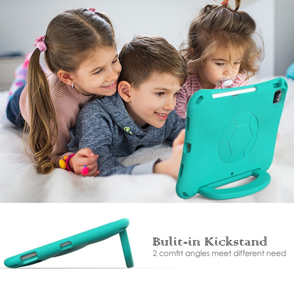 EIDERWOOD iPad Air 10.9" (2022 / 2020) / Pro 11" (2024-2018) Kids Case - Football - Kickstand & Handle - Mint Green