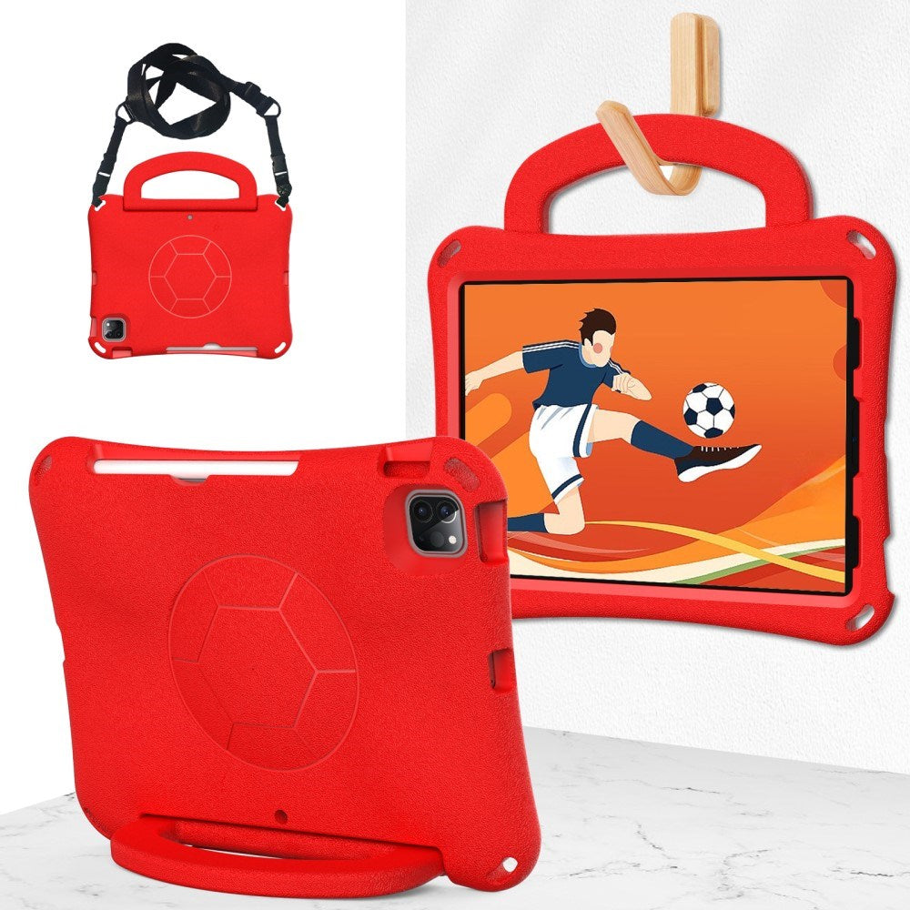 EIDERWOOD iPad Air 10.9" (2022 / 2020) / Pro 11" (2024-2018) Kids Case - Football - Kickstand & Handle - Red