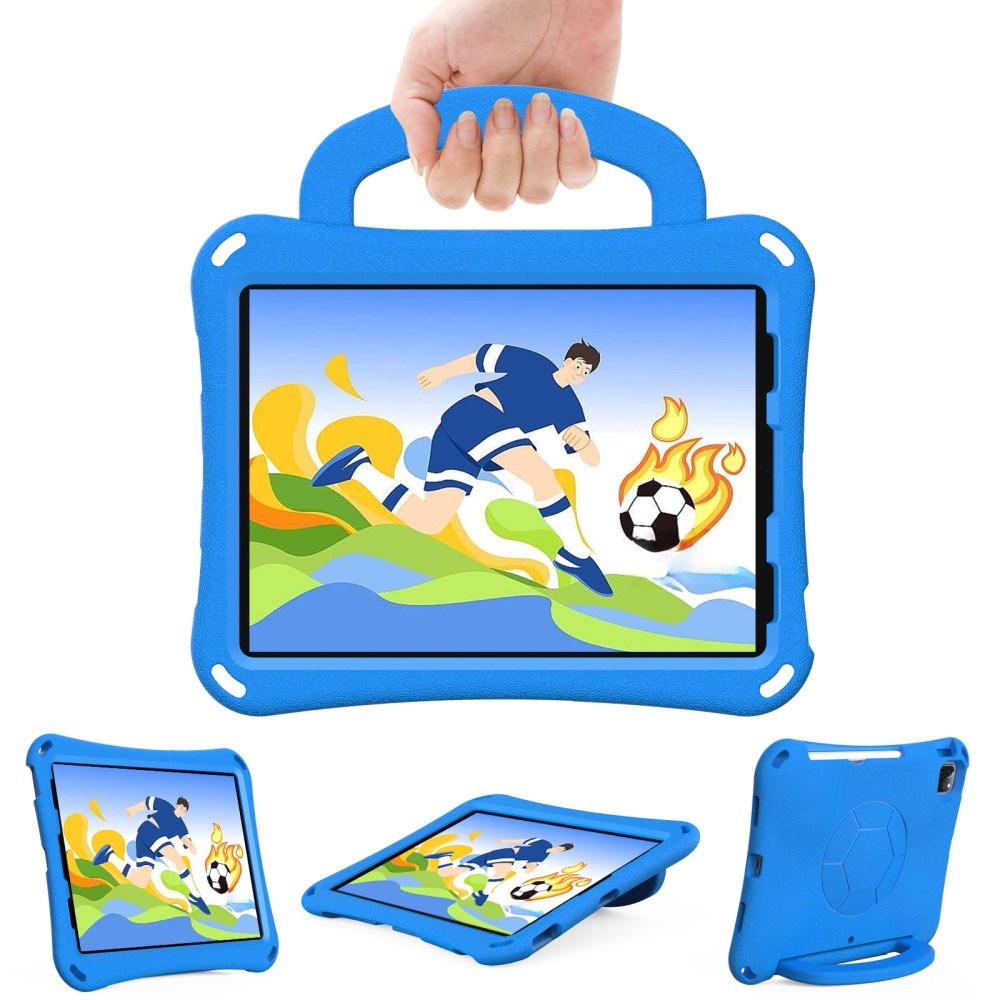 EIDERWOOD iPad Air 10.9" (2022 / 2020) / Pro 11" (2024-2018) Kids Case - Football - Kickstand & Handle - Blue