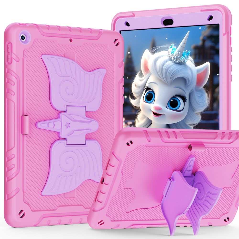 EIDERWOOD iPad 10.2" (2021 / 2020 / 2019) Unicorn Kickstand Kids Case - Pink / Purple