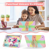 EIDERWOOD iPad 10.2" (2021 / 2020 / 2019) Unicorn Kickstand Kids Case - Rainbow / Beige