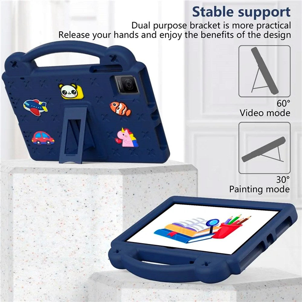 EIDERWOOD TCL Tab 10 Gen 2 / T-Mobile REVVL TAB Kids Case w. Kickstand & Hand Holder - Navy Blue