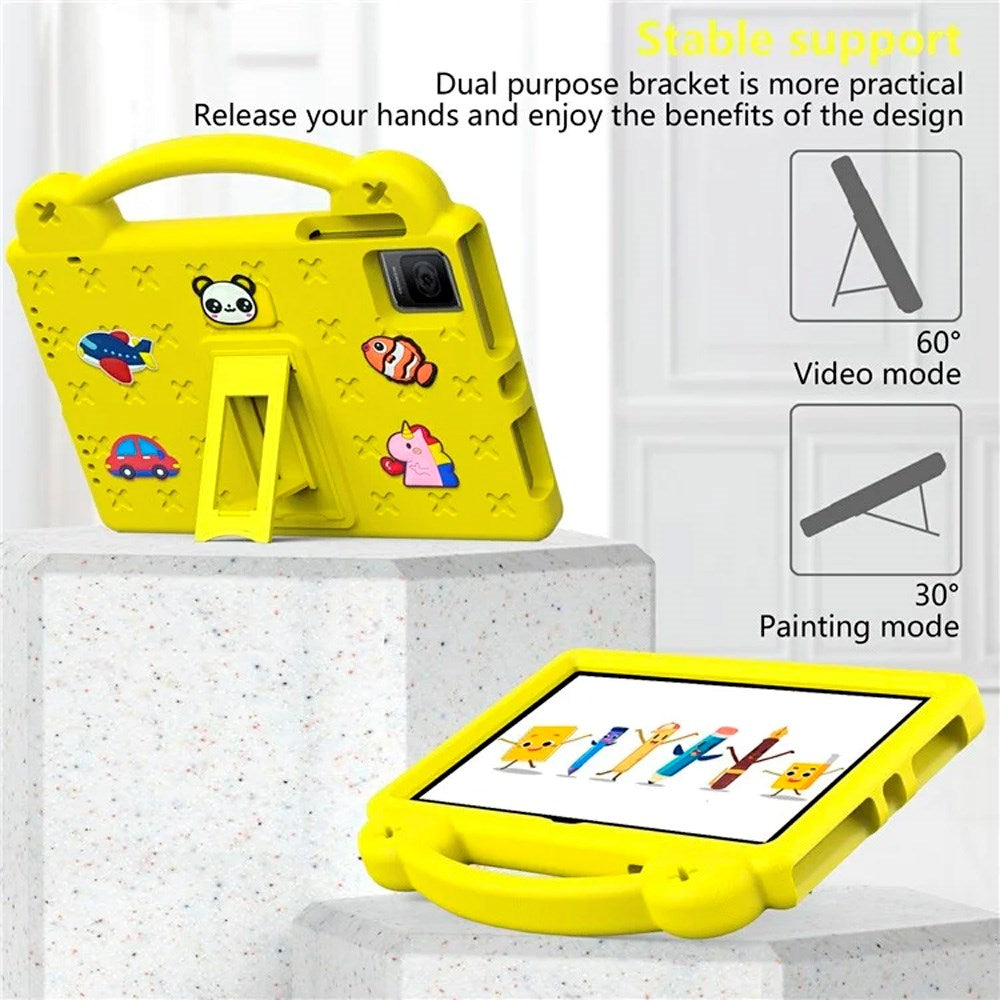 EIDERWOOD TCL Tab 10 Gen 2 / T-Mobile REVVL TAB Kids Case w. Kickstand & Hand Holder - Yellow