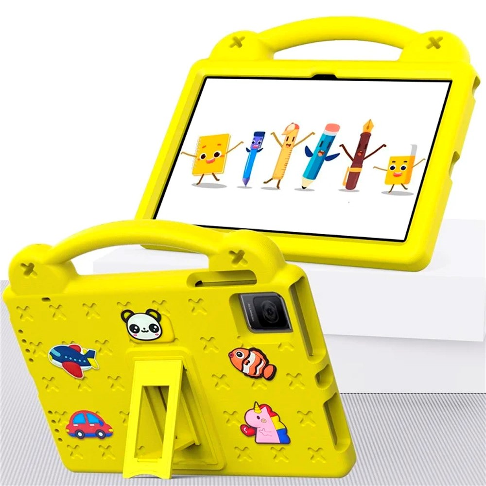 EIDERWOOD TCL Tab 10 Gen 2 / T-Mobile REVVL TAB Kids Case w. Kickstand & Hand Holder - Yellow