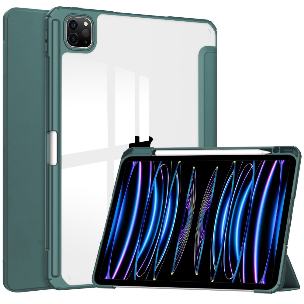 EIDERWOOD iPad Pro 11 (2024) Hybrid Flip Case w. Pen Holder - Green & Transparent