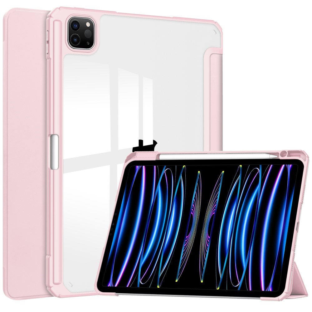 EIDERWOOD iPad Pro 11" (2025 / 2024) Hybrid Flip Case w. Pen Holder - Pink & Transparent