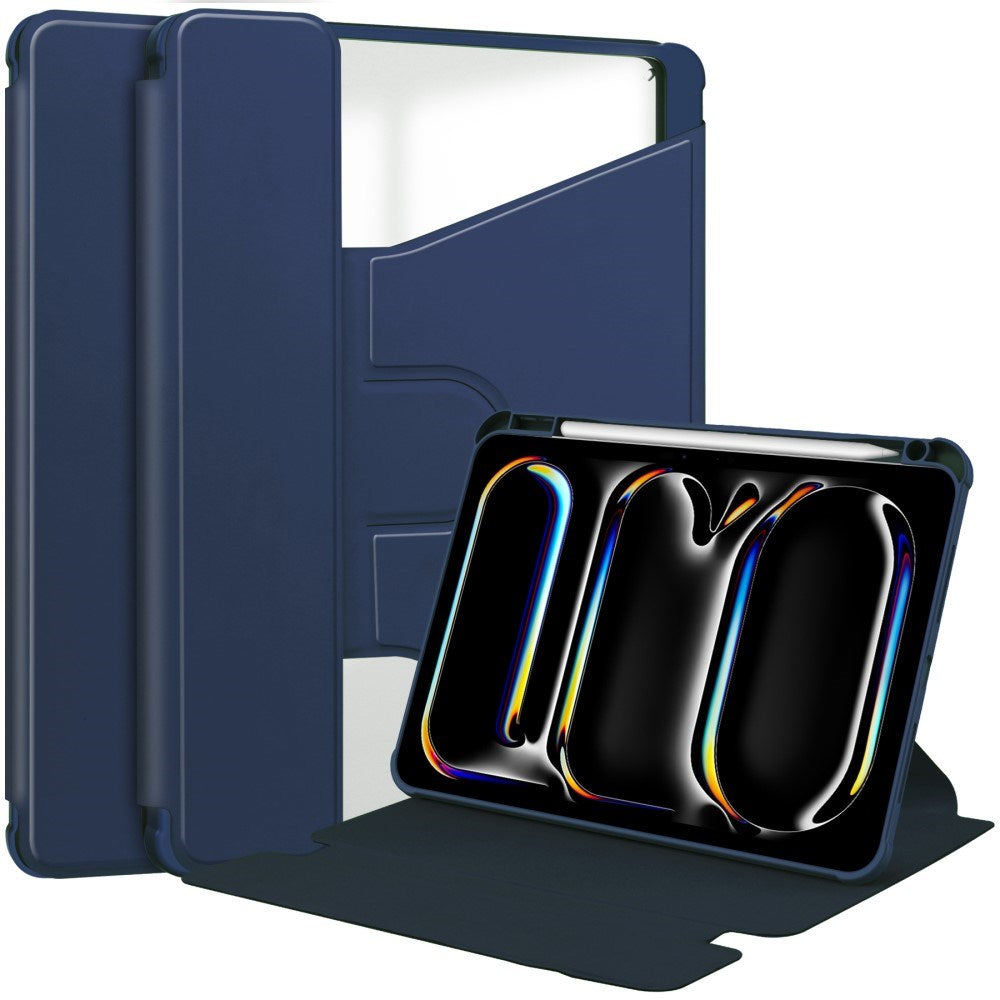 EIDERWOOD iPad Pro 11" (2024) Hybrid Flip Case w. Rotating Stand Function - Transparent / Dark Blue