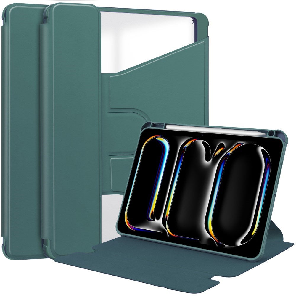 EIDERWOOD iPad Pro 11" (2024) Hybrid Flip Case w. Rotating Stand Function - Transparent / Green