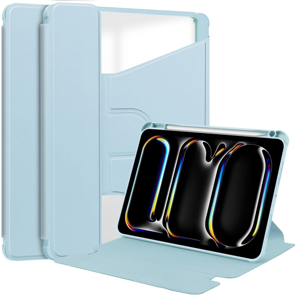 EIDERWOOD iPad Pro 11" (2024) Hybrid Flip Case w. Rotating Stand Function - Transparent / Light Blue