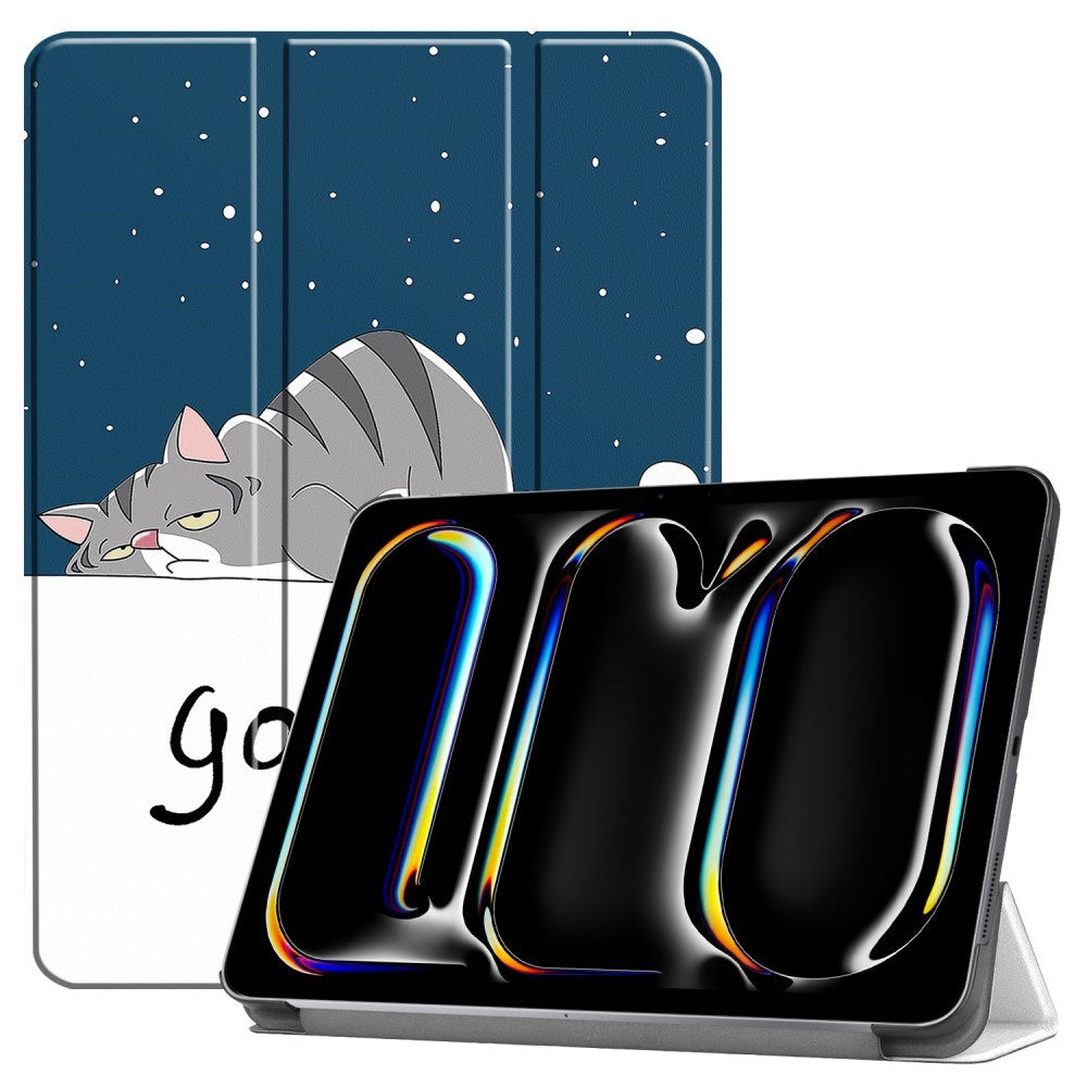 EIDERWOOD iPad Pro 11" (2025 / 2024) Tri-Fold PU Flip Case with Sleep / Wake-up Function - Cat