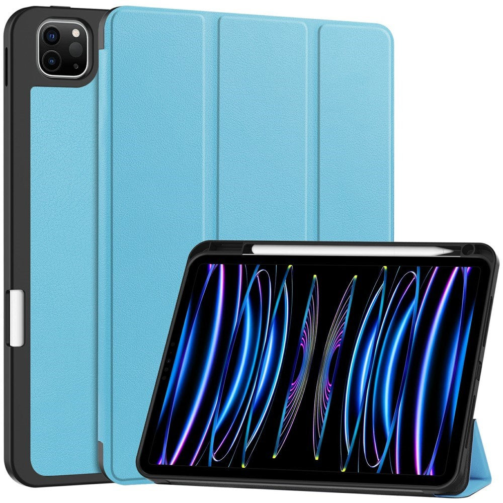 EIDERWOOD iPad Pro 11" (2025 / 2024) Tri-Fold Artificial Leather Flip Case w. Apple Pencil Holder - Blue