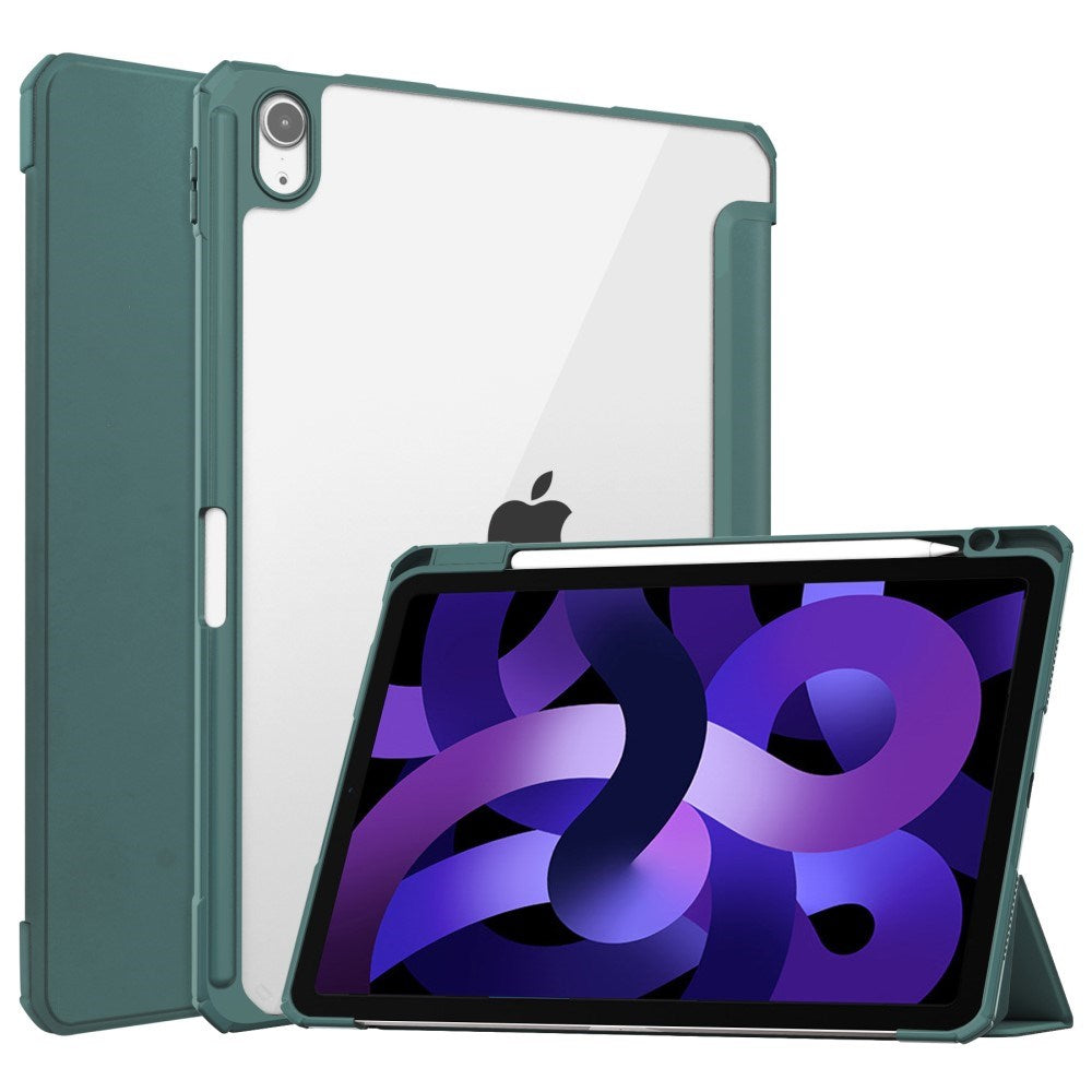 EIDERWOOD iPad Air 11" (2024) Hybrid Flip Case w. Pen Holder - Green & Transparent