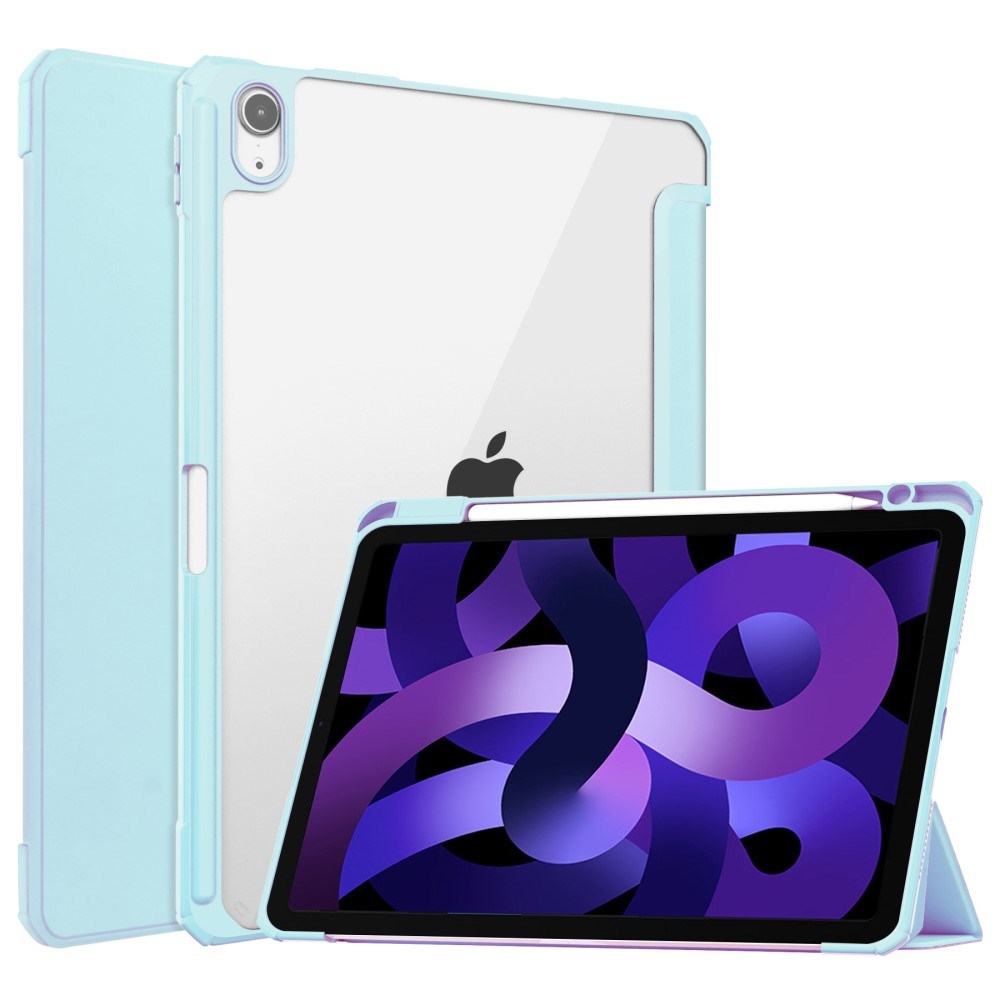 EIDERWOOD iPad Air 11" (2024) Hybrid Flip Case w. Pen Holder - Light Blue & Transparent