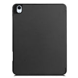 EIDERWOOD iPad Air 11" (2024) Litchi Tri-Fold Leather Flip Case w. Apple Pencil Holder - Black