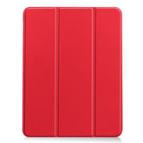 EIDERWOOD iPad Air 11" (2024) Litchi Tri-Fold Leather Flip Case w. Apple Pencil Holder - Red