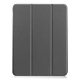 EIDERWOOD iPad Air 11" (2024) Litchi Tri-Fold Leather Flip Case w. Apple Pencil Holder - Grey