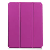 EIDERWOOD iPad Air 11" (2024) Litchi Tri-Fold Leather Flip Case w. Apple Pencil Holder - Purple